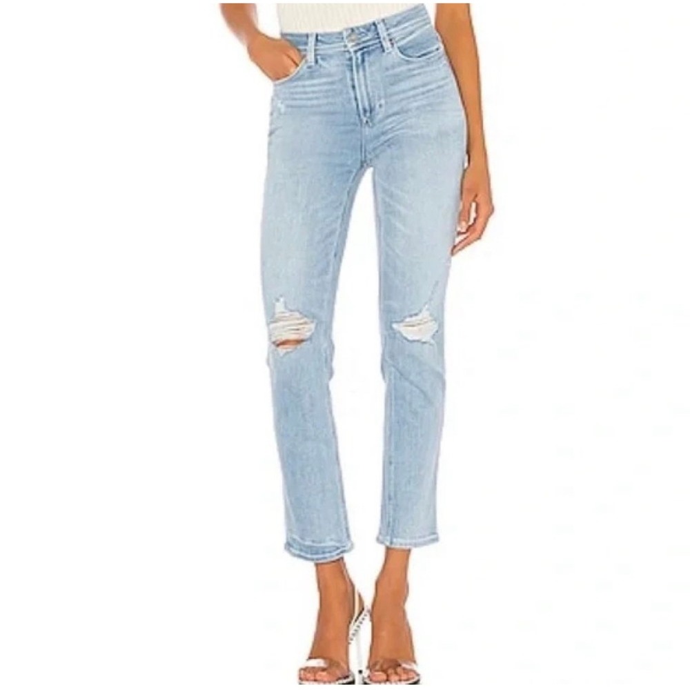 PAIGE Denim 26 Hoxton Slim‎ High Rise Jeans Sumner Destructed Light Wash Destroy